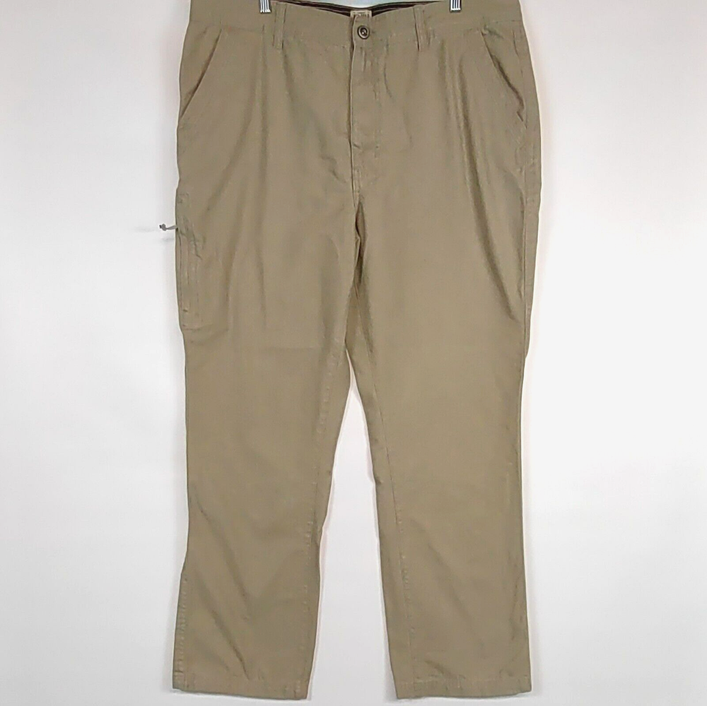 Red Head Pants Mens 42 Beige Heavy Canvas Workwear Zip Pocket Straight