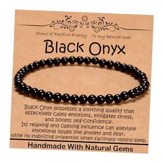 Natural Healing Gemstone Bracelet Handmade 4mm Black Onyx (Positive Energy)