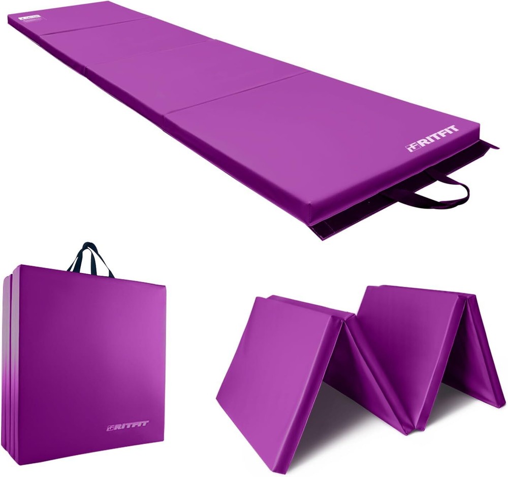 Folding Exercise Mat, 2 Inch Thick Gymnastics Mat 2'x8' with Carrying Handles