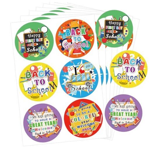 Fun Back-to-School Labels Colorful First Day Stickers for Kids-image