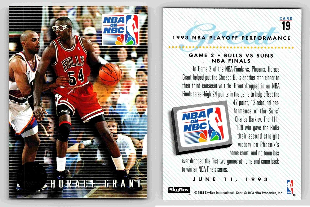 Horace Grant 1993 NBA Playoffs SkyBox Chicago Bulls Card 19 Sports Memorabilia