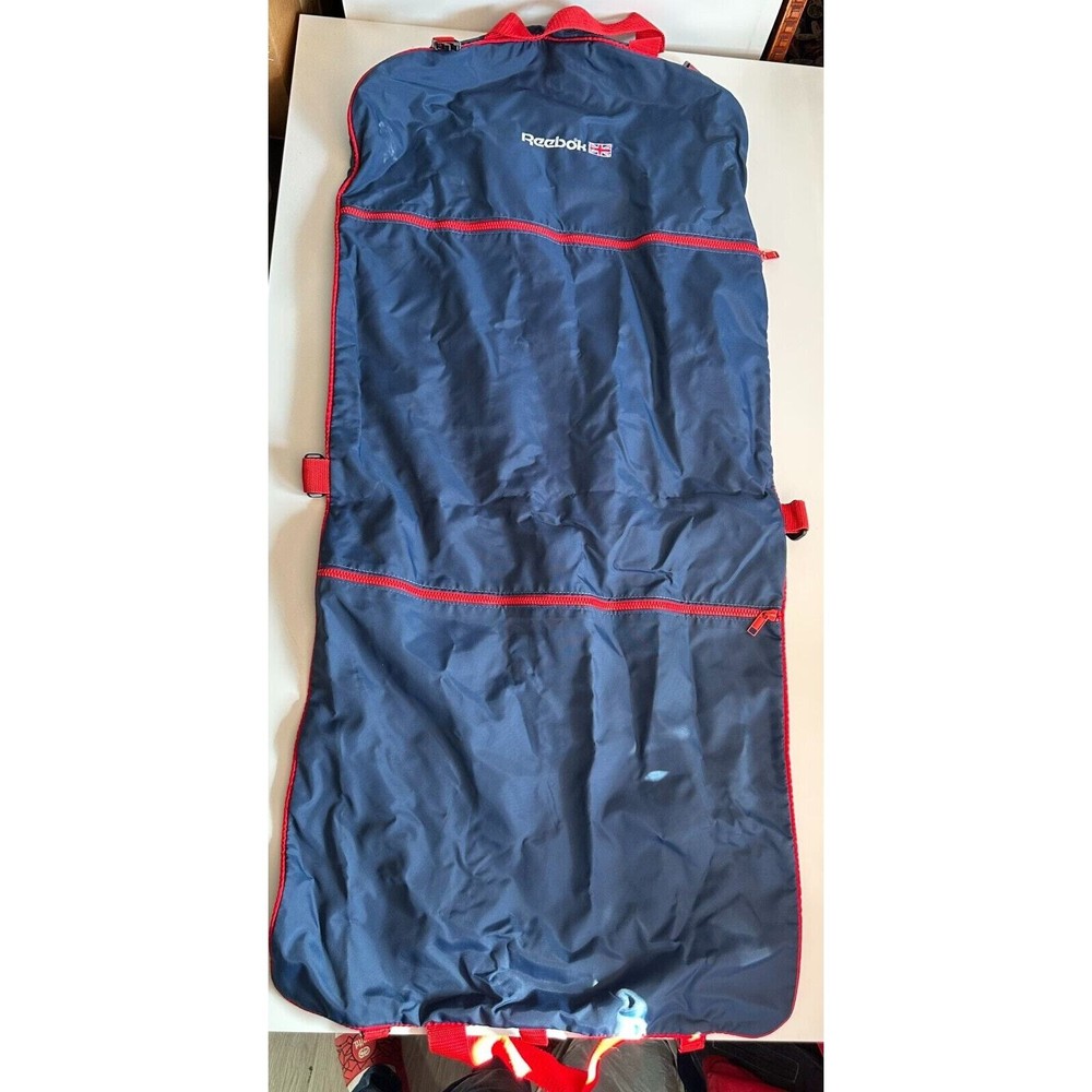Reebok Garment Bag Men's Red/Blue Spellout Logo Zip-Pockets Double Handled Strap