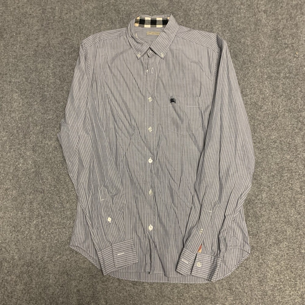 Men’s Authentic Burberry Brit Shirt Size Medium M Cotton Long Sleeve