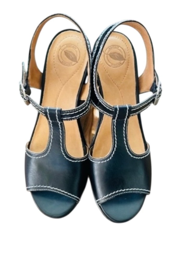 Nurture Espadrilles Wedge Open Toe Black Sandals Sz 81/2 M Women's