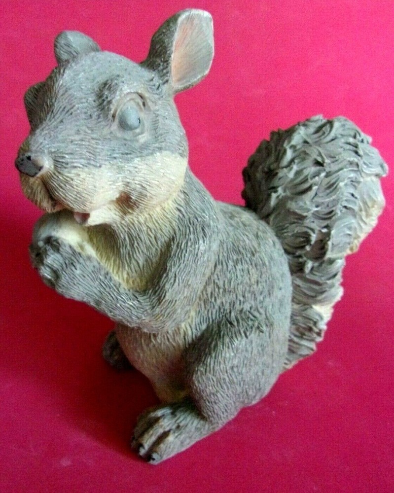 Latex squirrel with nut statue mold for plaster concrete 5.75 inches tall