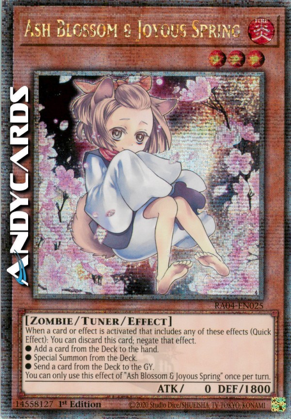 ASH BLOSSOM & JOYOUS SPRING Quarter Century Rare RA04 EN025 1st Edition Yugioh Card