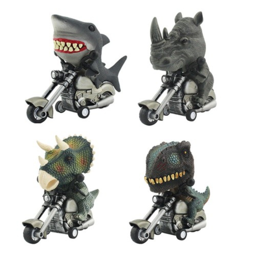 4 Pack Pull Back Dinosaur Motorcycle Toys for 3 Year Old Boys and Toddlers Gifts