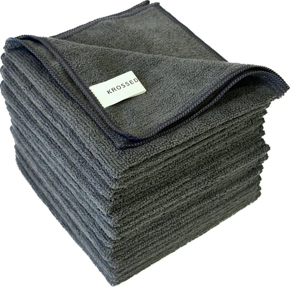 KROSSED Thick Microfiber Cleaning Cloth & Kitchen Towels, 12 Microfiber Towel...