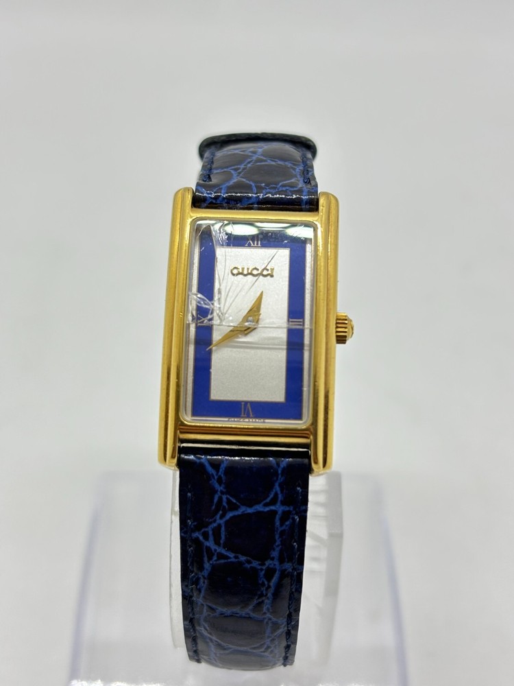 [Read] GUCCI 2600L Swiss Quartz Gold Blue Womens Watch Used Working