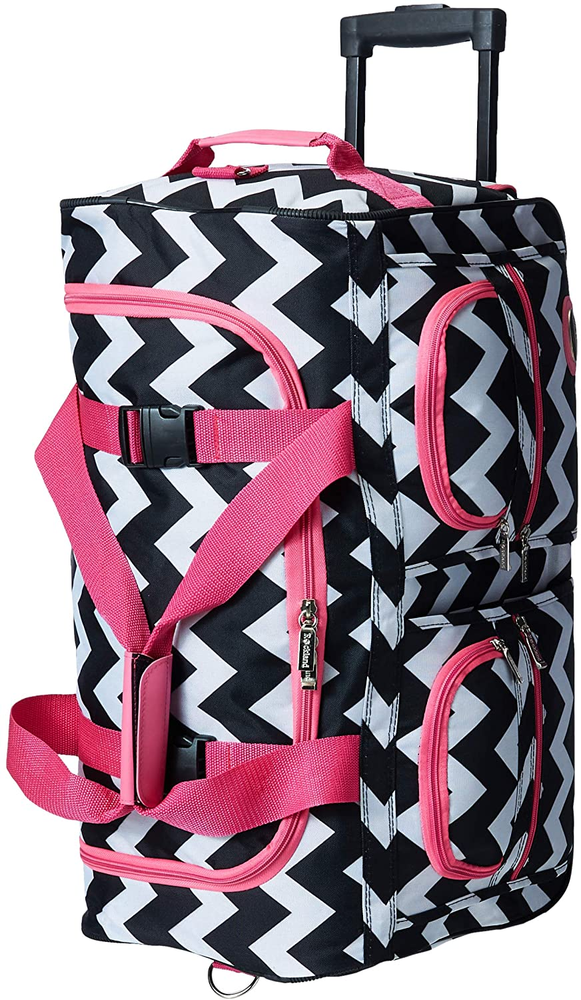 Rolling Duffel Bag, PINKCHEVRON, 22