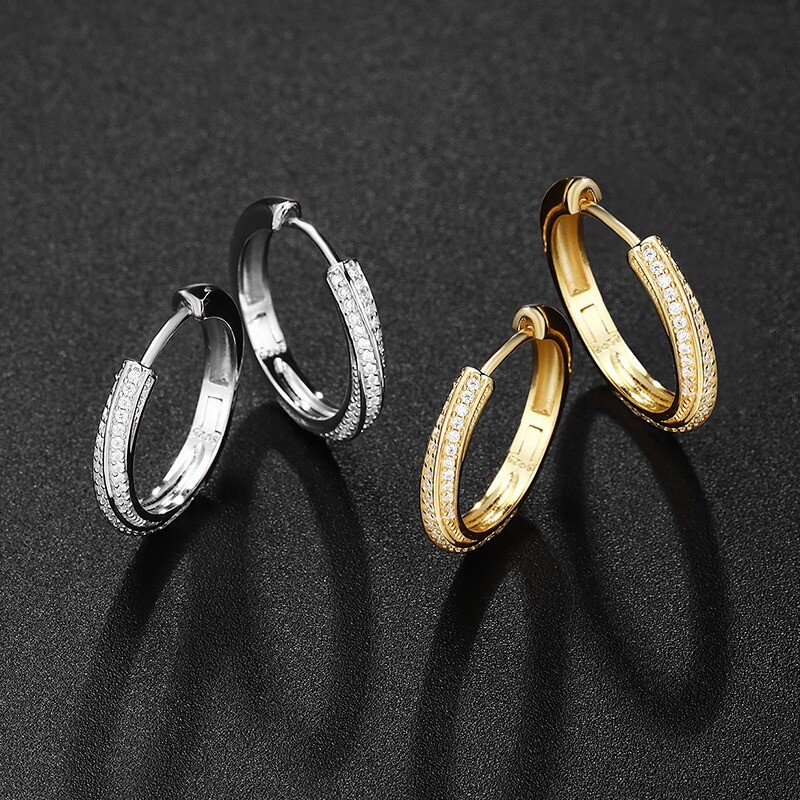 Moissanite Sterling Silver Hoop Earrings Tested Quality