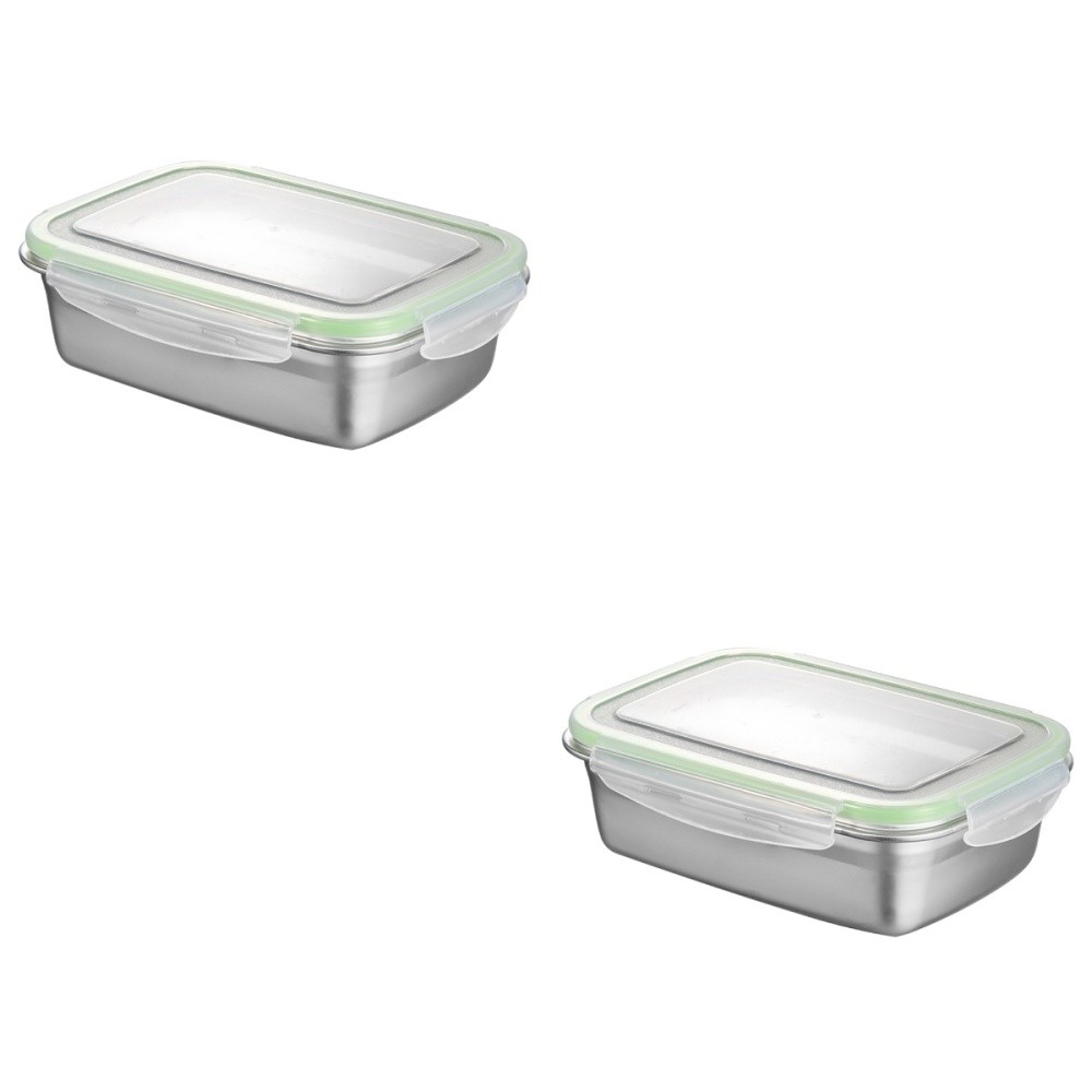 Stainless Steel Lunch Box 2-Pack with Crisper Tray for Fresh Food Storage