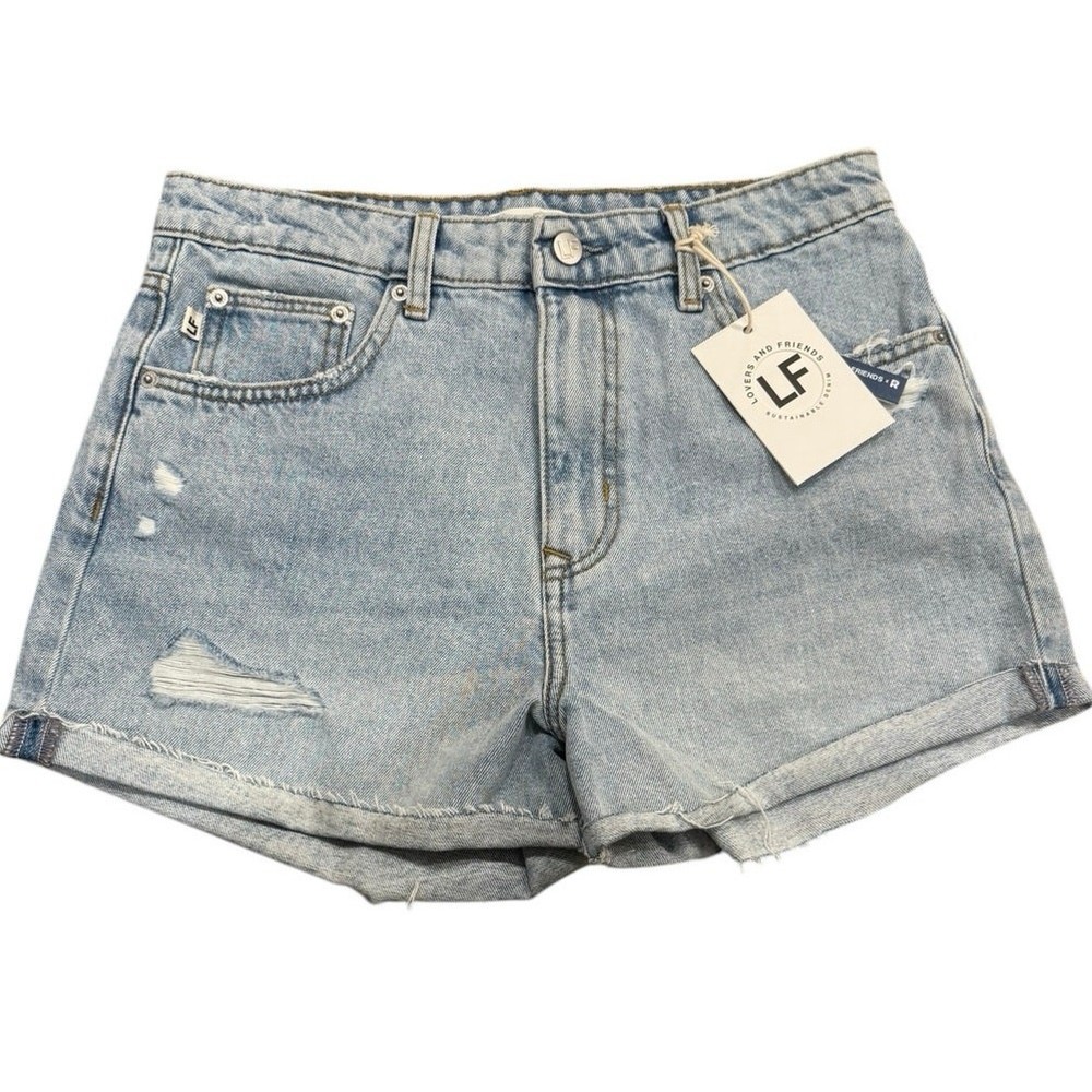 Revolve Lovers + Friends Jamie High Rise Cuffed Jean Denim Short Size 27 NWT