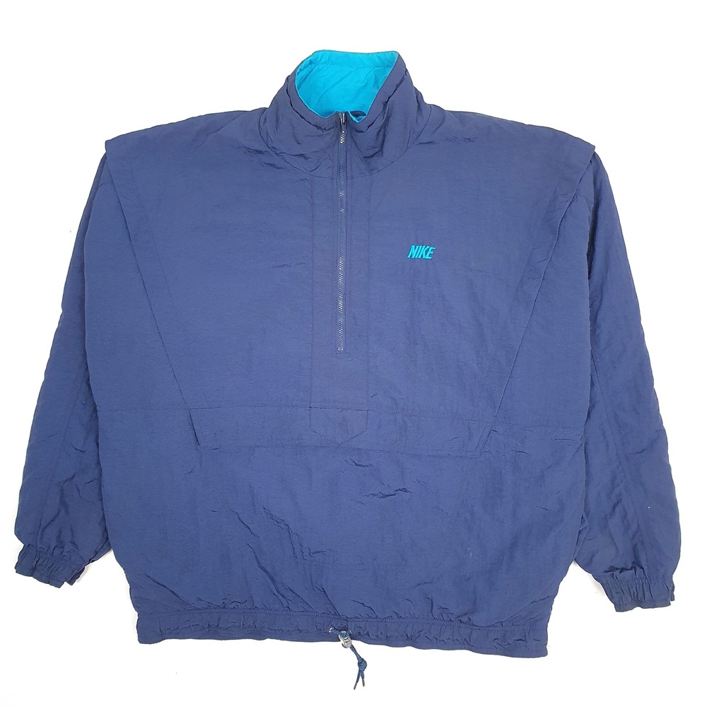 NIKE Windbreaker Jacket Coat Vintage 1990s Pullover Quarter Zip Spellout Mens XL