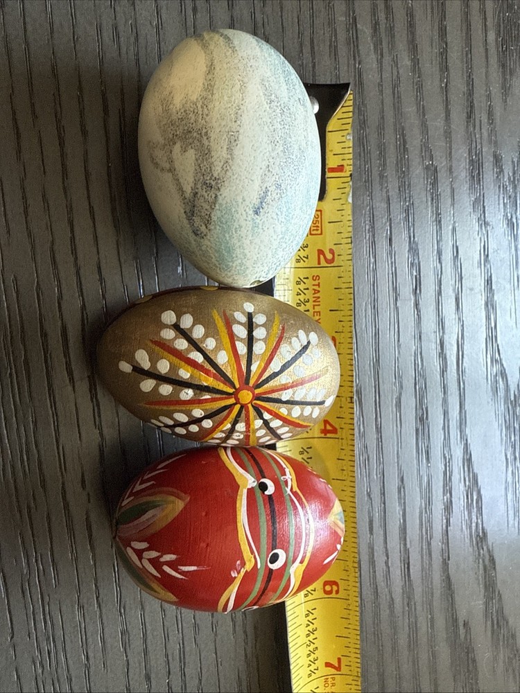 Vintage ~Hand Painted Wooden Egg ~Folk Art~ Floral~ Dolphins Collectable