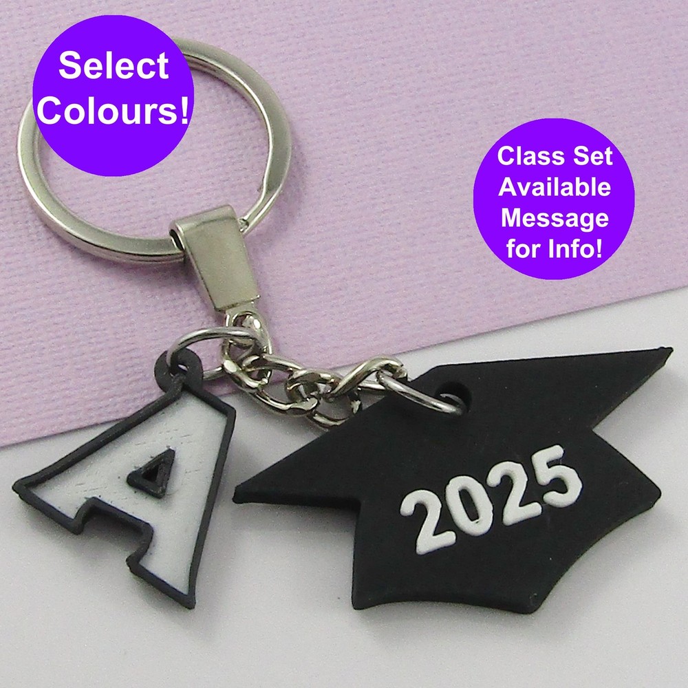 2025 Custom Graduation Cap & Initial Keychain - Choose Initials & Colors