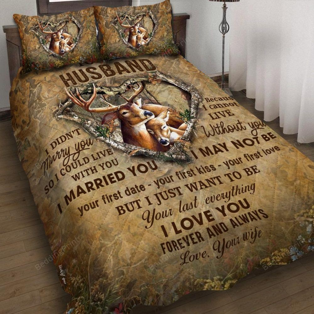 Personalized Deer To My Husband From Wife Letter Print Quilt Duvet Cover Set