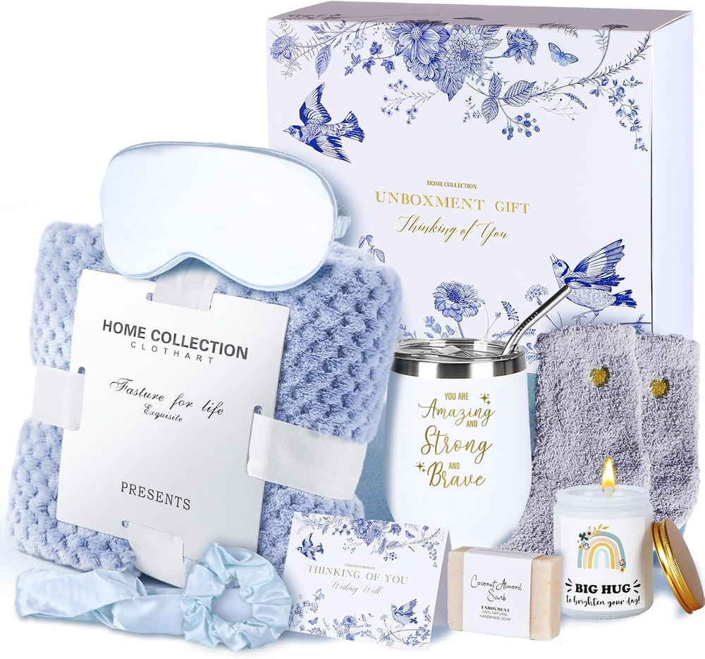 Get Well Soon Gifts for Women, Self Care Package with Blanket, Spa Gift Basket f