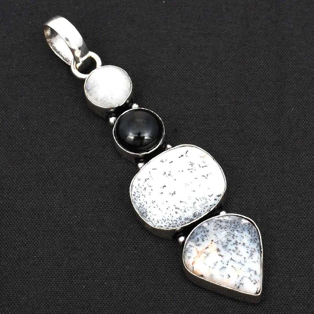 Dendrite Opal Black Onyx Gemstone Pendant Jewelry Black Friday 2.92