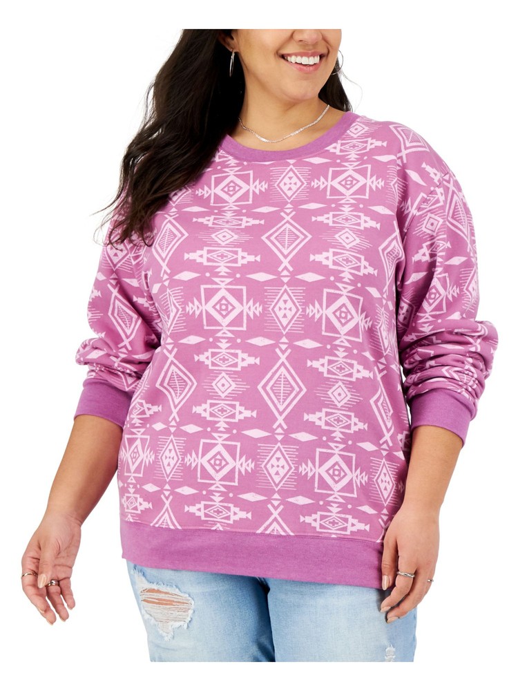 LOVE FIRE Women’s Purple Printed Plus Size 1X Sweatshirt