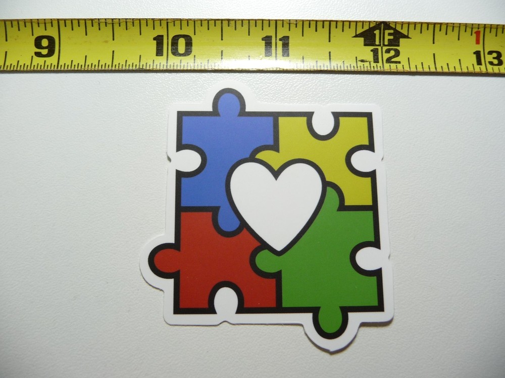AUTISM SUPPORT DECAL STICKER PUZZLE PIECES IN PUZZLE HEART AWARENESS
