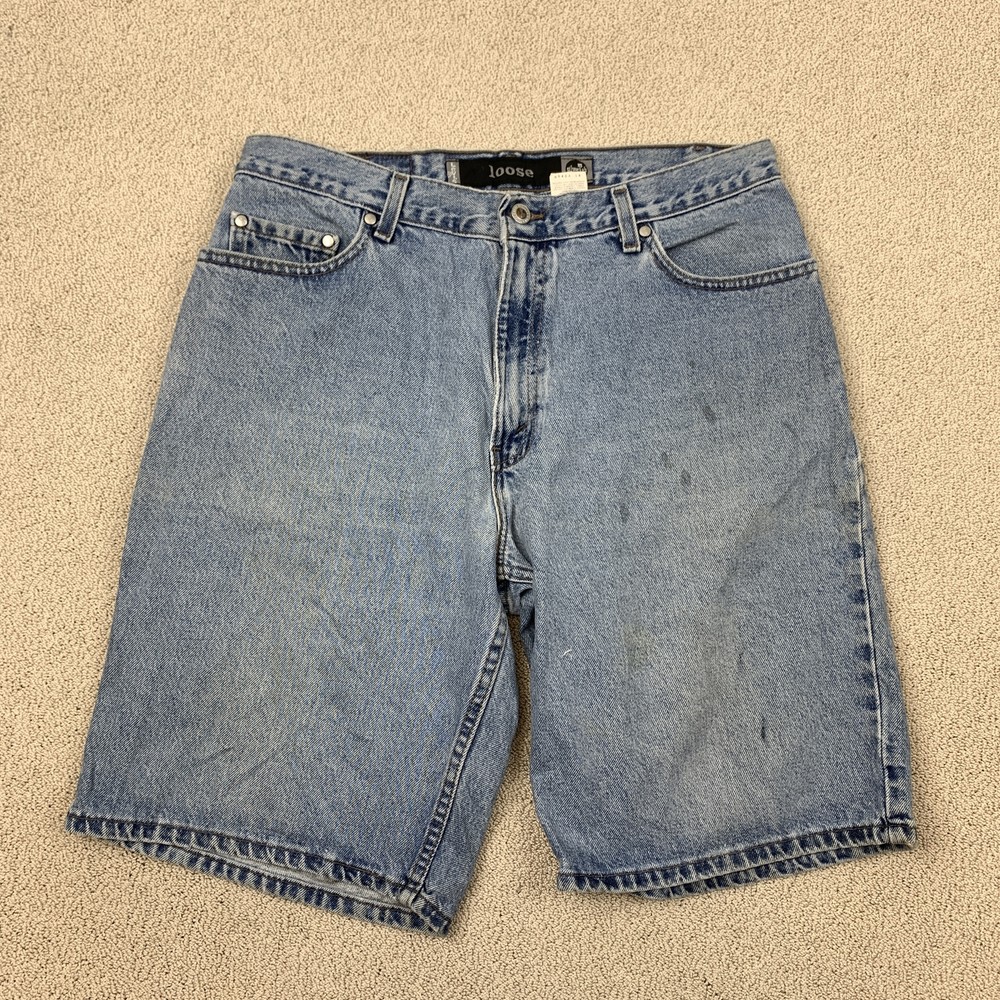 Vintage Levi's Silver Tab Loose Denim Shorts Men's 34 Light Blue Casual