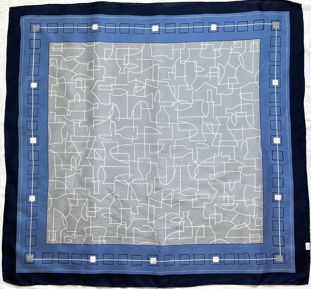 Modern Art Geometric Blue Gray White Glass Bottles Silk Scarf