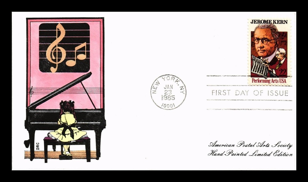 Dr Jim Stamps US First Day Cover 22c Jerome Kern APAS DRC Hand Painted Cachet