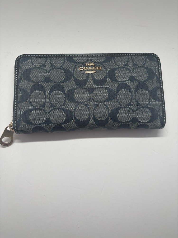 Coach Authentic Dark Blue Denim Leather Women’s Wallet