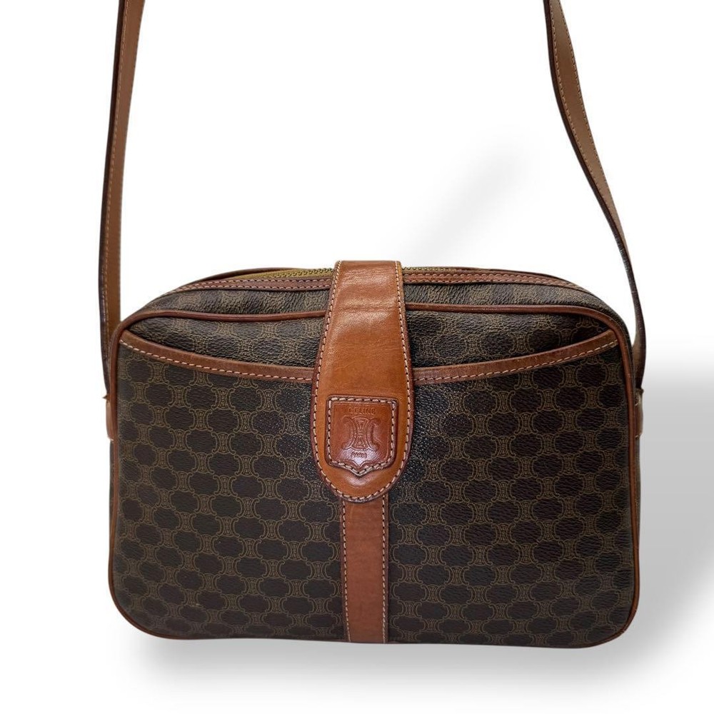 CELINE Macadam PVC Crossbody Bag in Brown Excellent Preowned Condition