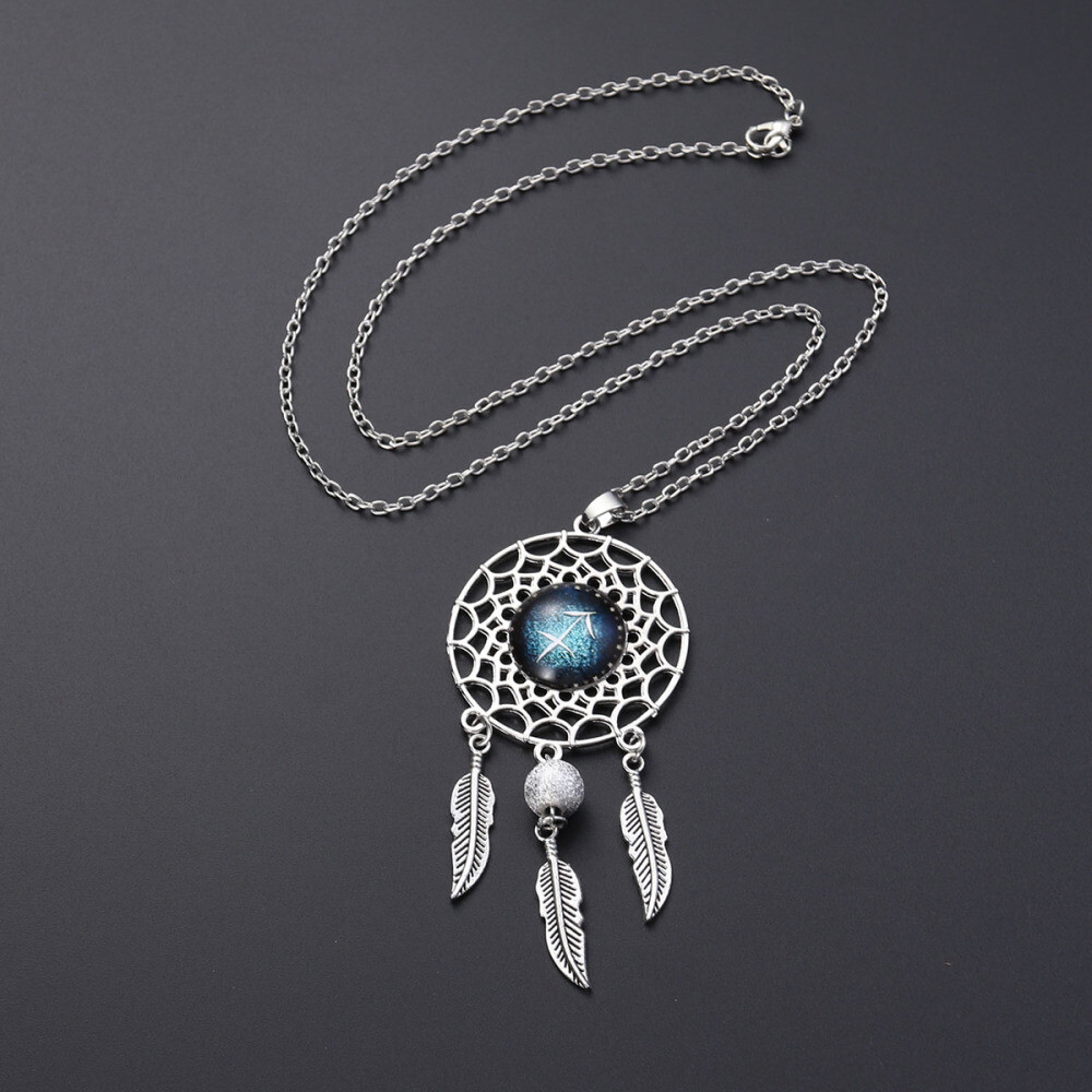 Zodiac Sign Dream Catcher Pendant Fine Workmanship Necklace