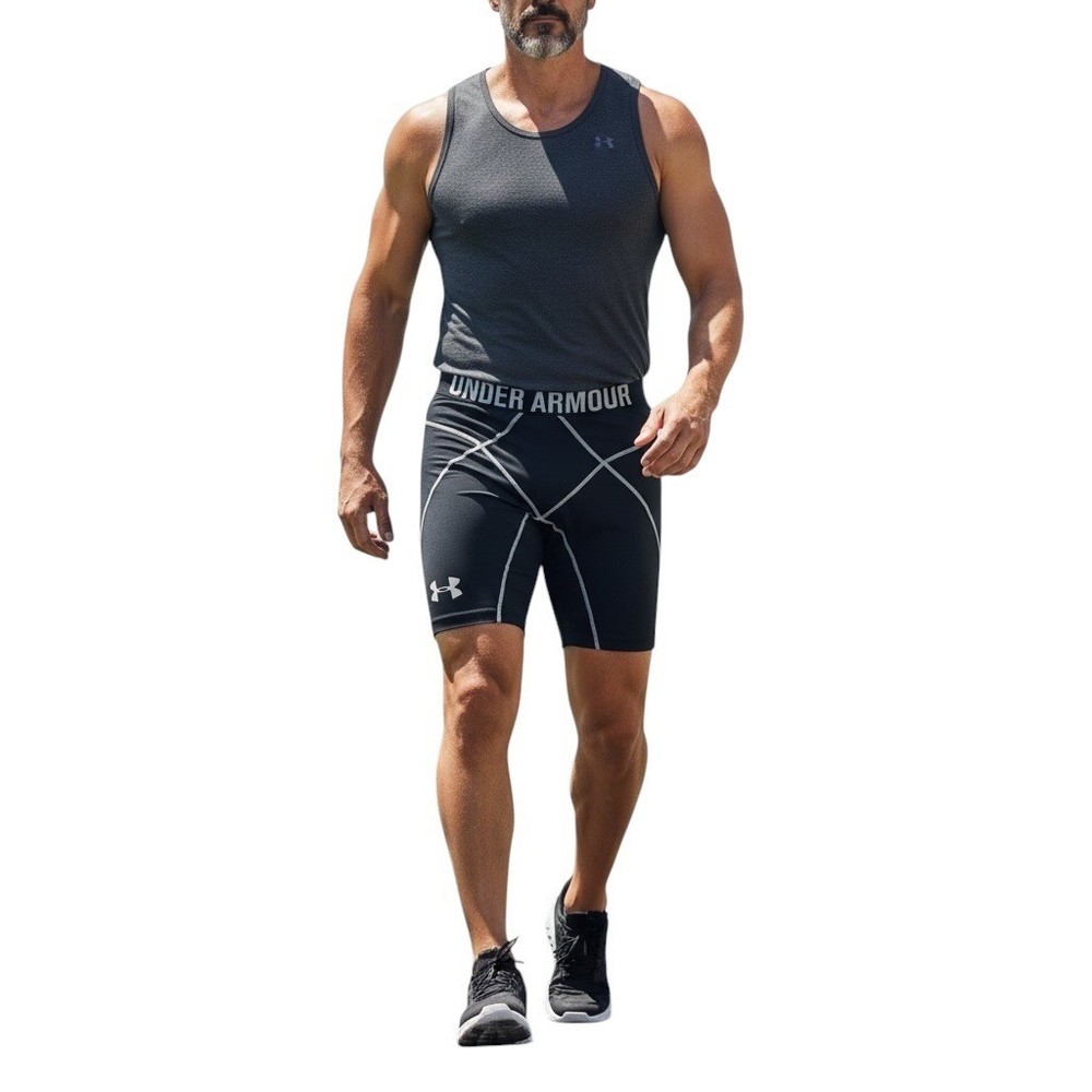 Under Armour Mens HeatGear Core Compression Shorts Black White  XL