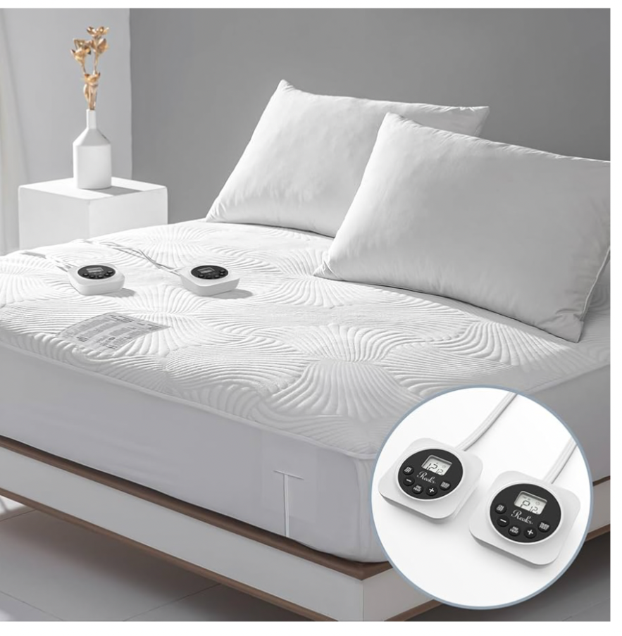 King Size Electric Heated Mattress Pad - Bed Warmer with Memory & Preheat Functi