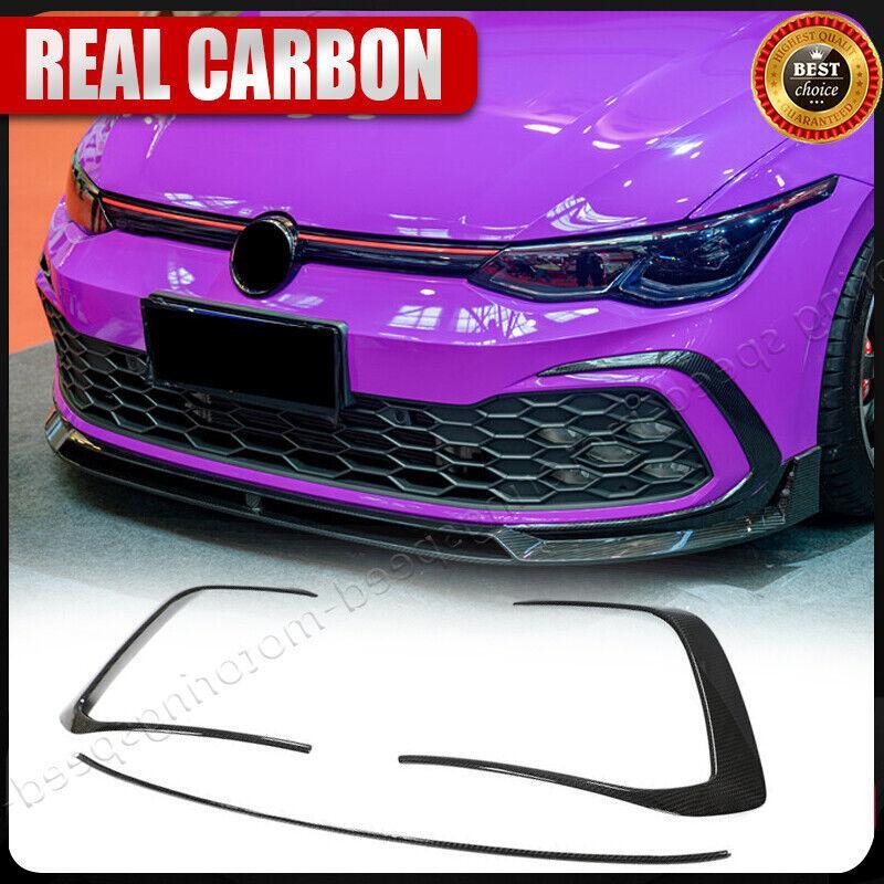 Dry Carbon Fiber Front Bumper Vent Aero Flicks Trim For VW Golf 8 GTI MK8 2021+