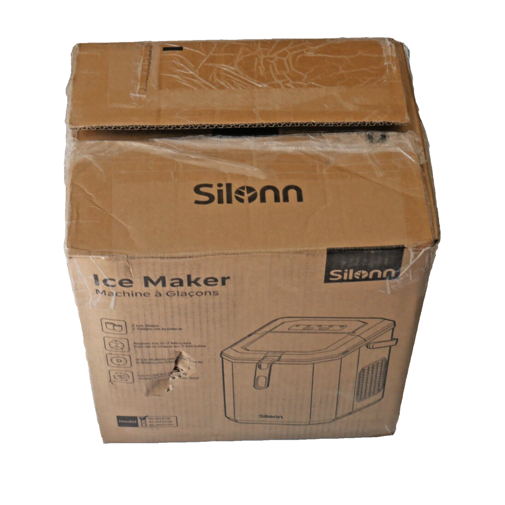 Silonn Ice Maker Countertop 9 Cubes in 6 Mins, 26 lbs per Day, with Handle