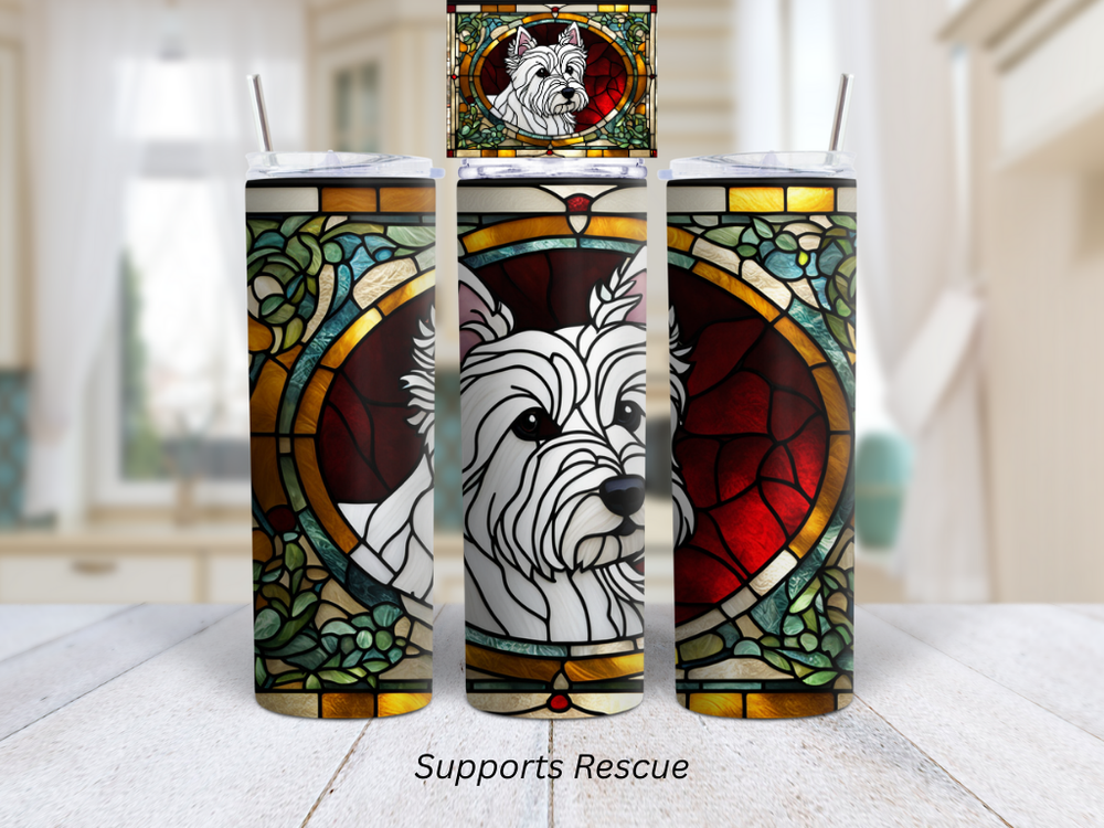 Stained Glass Westie Dog Vibrant 20 oz Stainless Steel Insulated Tumbler