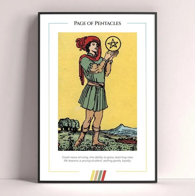 Page of Pentacles Tarot Card Art Print Witchy Decor Gift