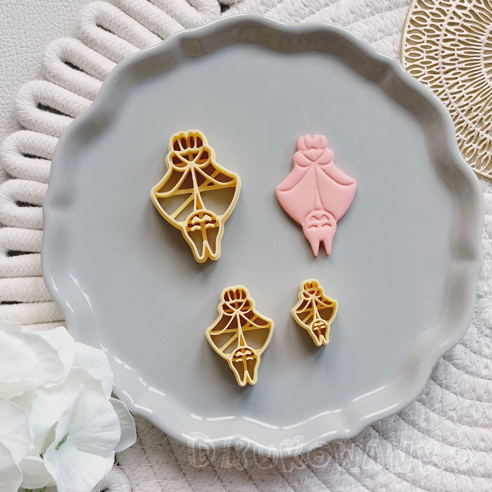 Bat Animal Wild Cave Vampire Scary 2 Polymer Clay Cutter For Earring Jewelry