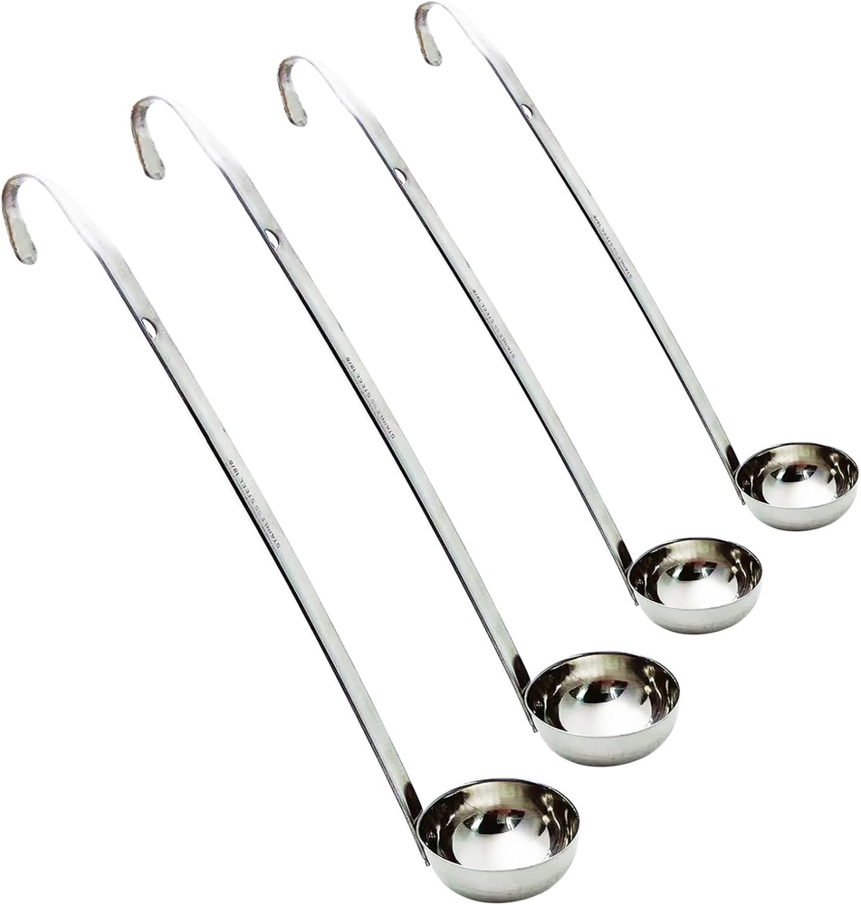 4 Pieces Stainless Steel Soup Ladle Metal Handle Ladle with Pouring Rim,1Oz/2Oz/