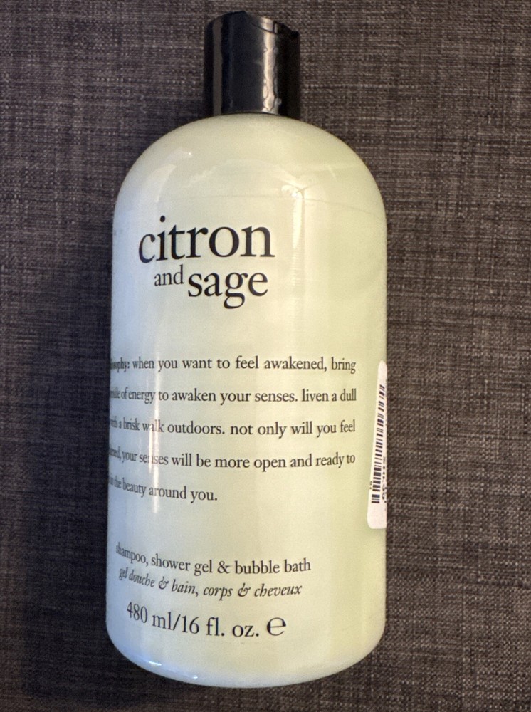 Philosophy Citron and Sage 3 in 1 Shampoo Shower Gel Bubble Bath 16 oz Sealed