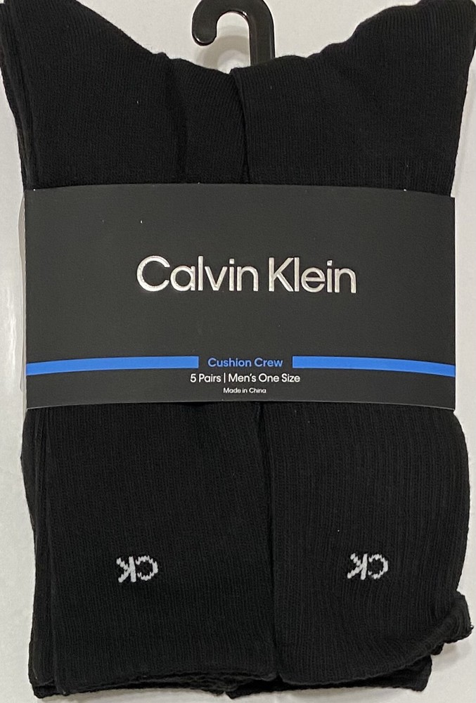 Calvin Klein 5-Pair Men's Cushion Crew Socks   Black   0300