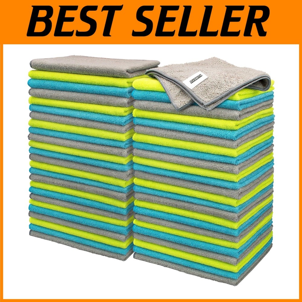 Ultra-Soft Microfiber Cleaning Towels 50-Pack for Home & Car Detailing