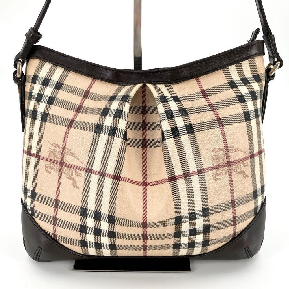 Burberry Shoulder Bag Nova Check PVC Beige Authentic F10241622