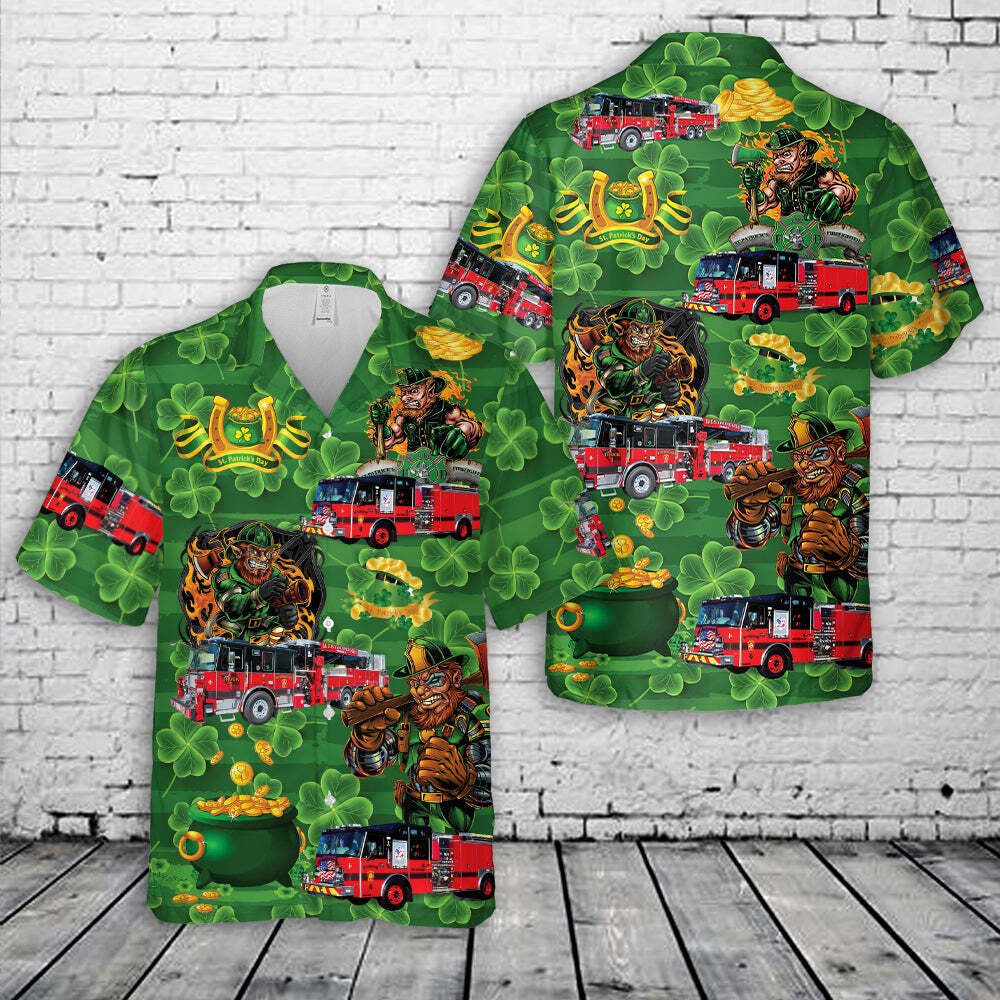 Westborough Fire Department Massachusetts St Patrick39s Day Hawaiian Shirt