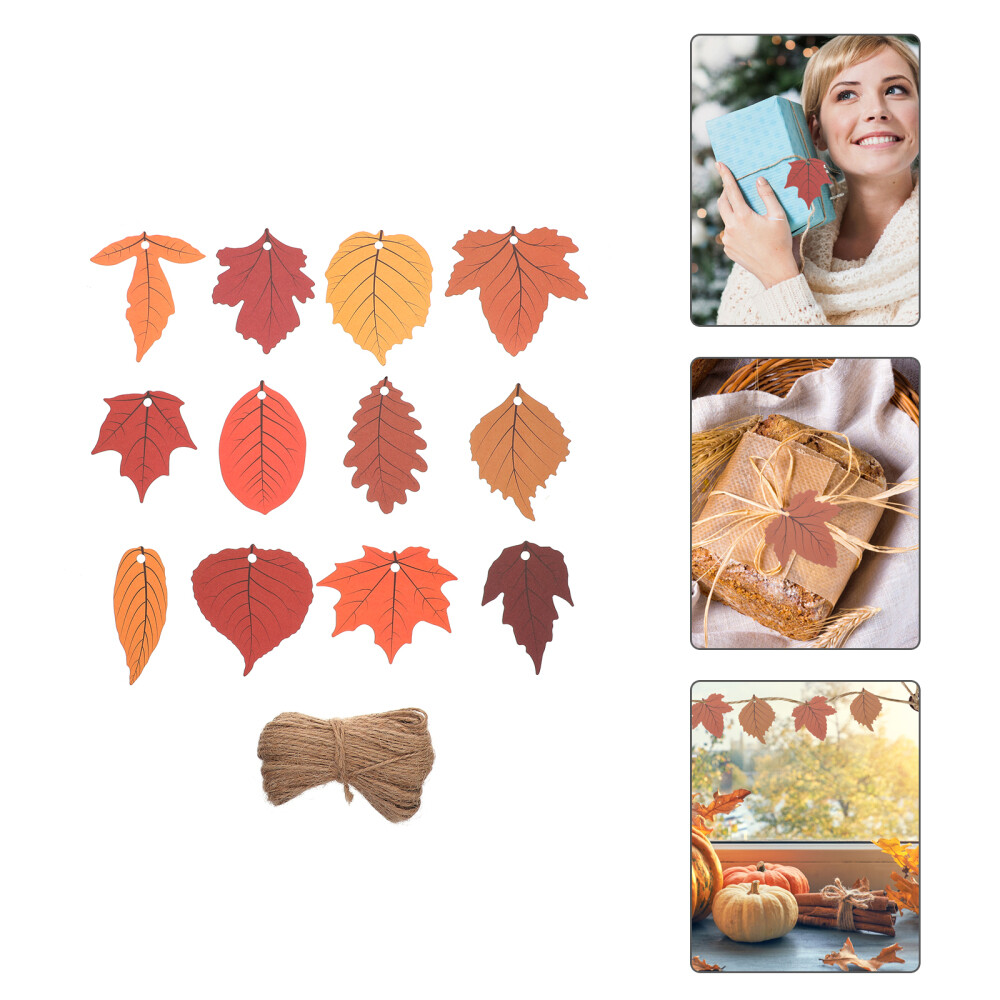 120 Pcs Dispense Maple Leaf Decorative Hang Tag Trash Can with Lid