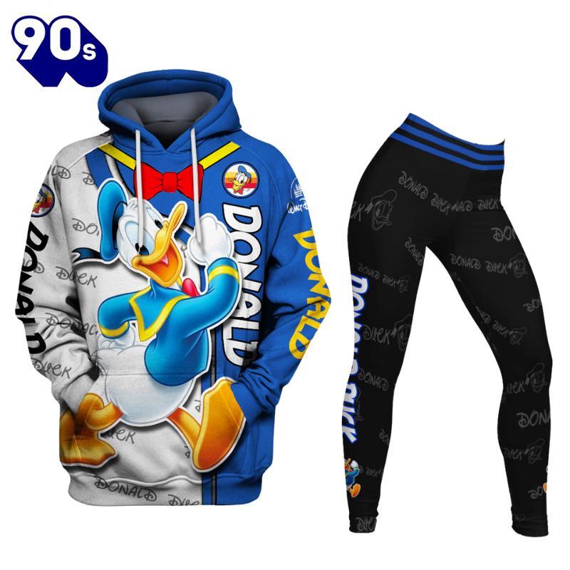 Cartoon Character Donald Duck Hoodie And Leggings Set - Musicdope90s