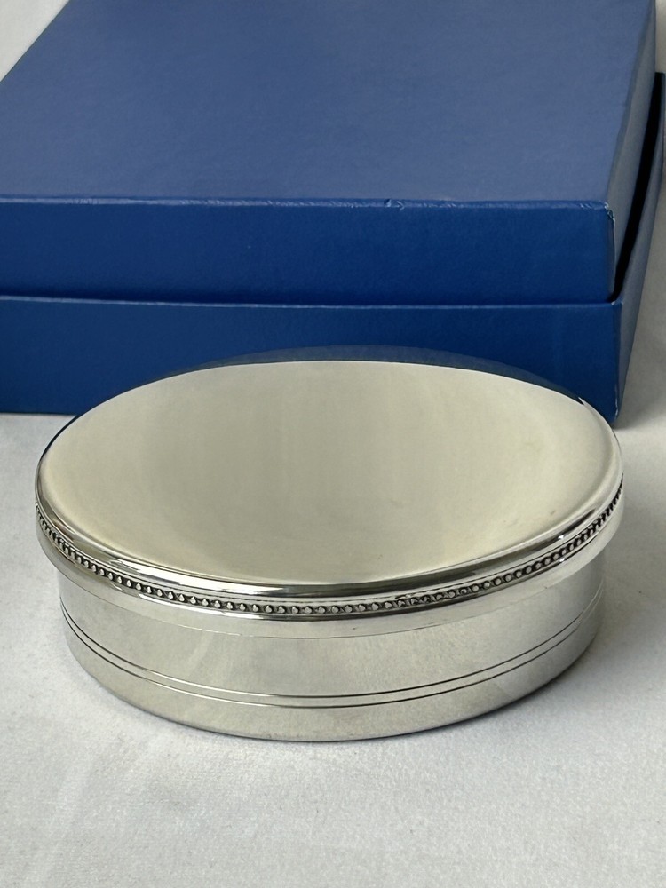 Salisbury Blue Velvet Lined Pewter Jewelry Trinket Keepsake Box