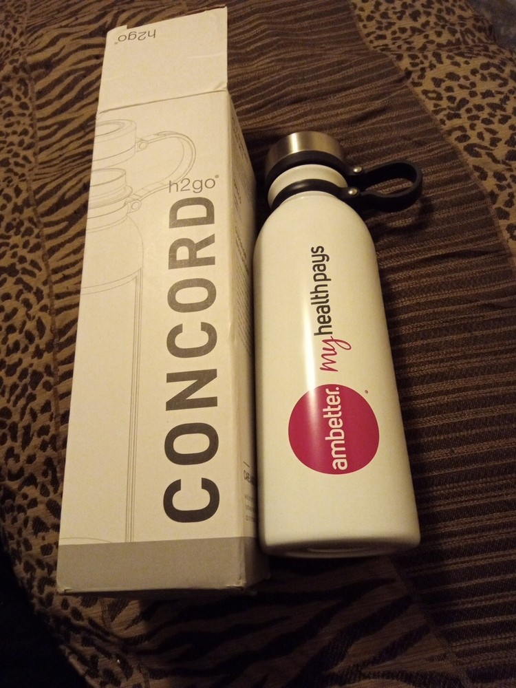 concord h2go White stainless steel Water bottle With Attached Cap