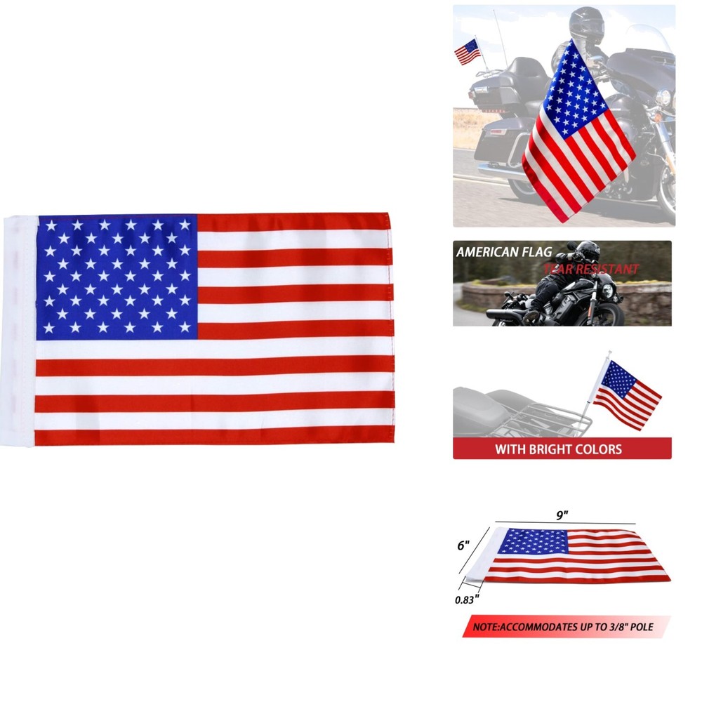 Durable 6x9 Inch Double-Sided Motorcycle American Flag - UV Coated for Longevity
