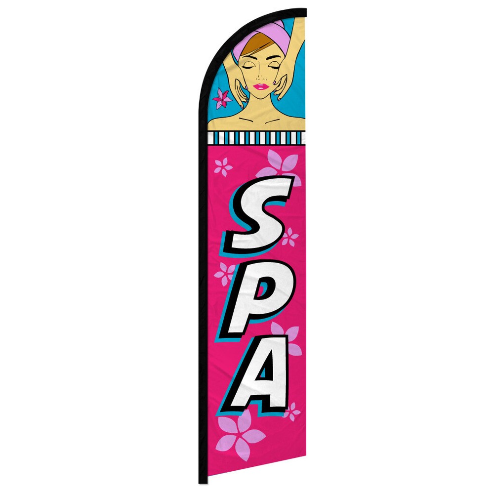 Spa Full Curve Windless Swooper Flag for Beauty Services – Elegant and Eye-Catching Display for Salons and Spas